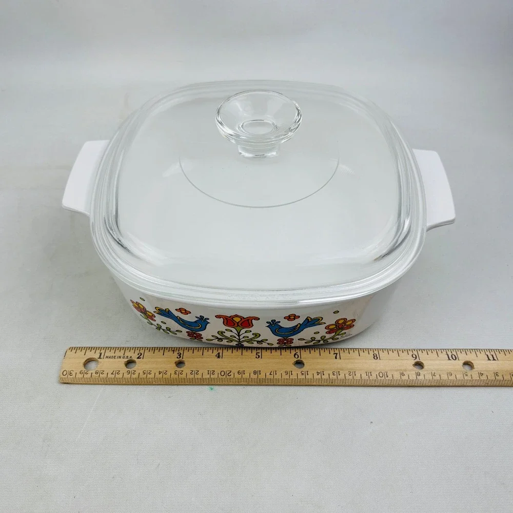 Vintage Corning Ware Country‎ Festival 2 Qt Casserole Dish & Lid Friendship Bird